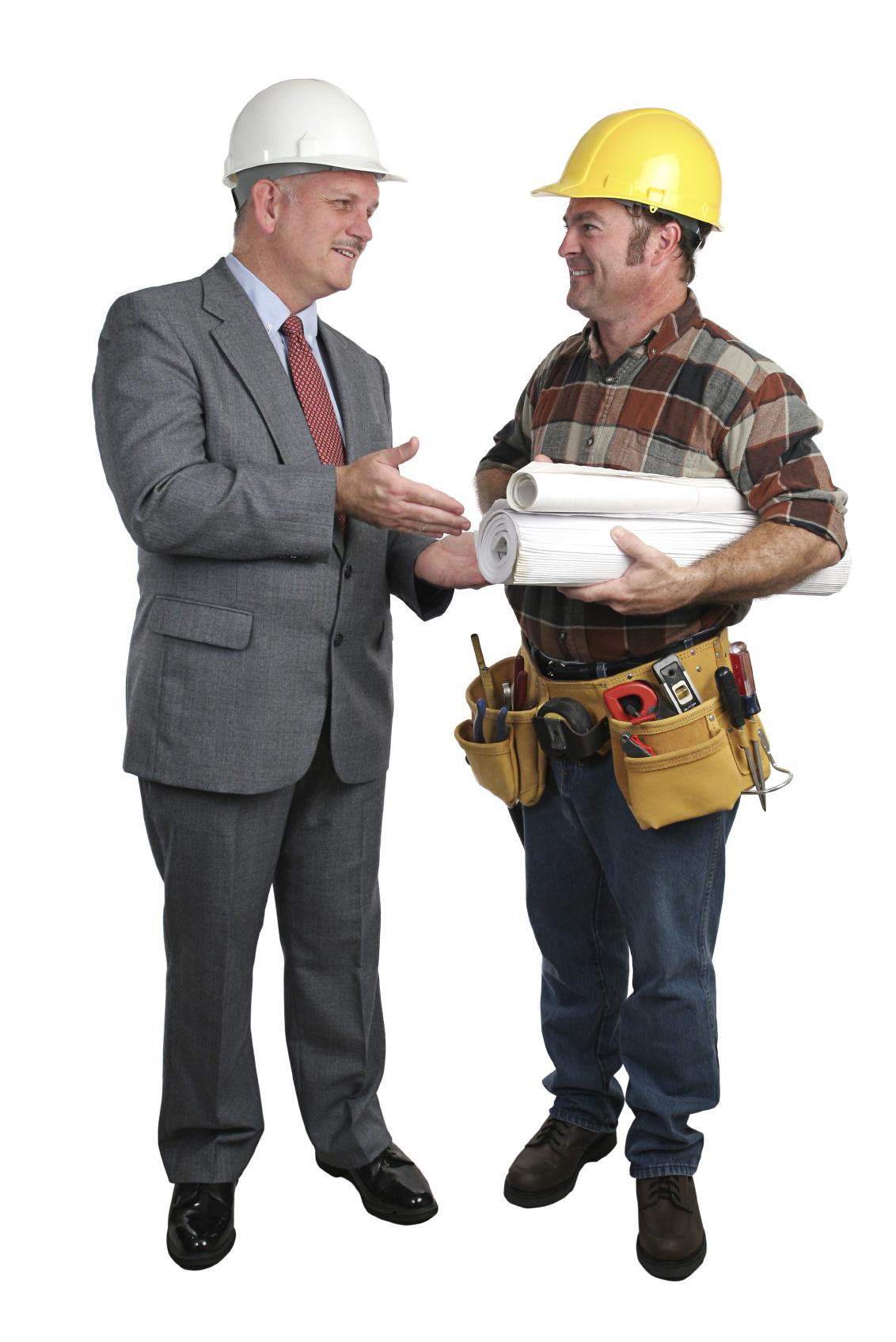 an architect meeting with a contractor on a project